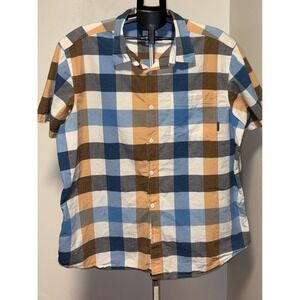 Columbia Sportswear Company Plaid S/S Button Up XXL BLUE BROWN WHITE Regular Fit